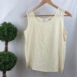 VTG 100% Silk Ivory Tank Top Minimalist Dorman M Slip Layering Y2K Quiet Luxe